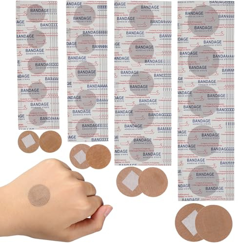 TOVINANNA 100pcs Breathable Fabric Round Patches for Wound Protection and Secure Fixation Comfortable Stretch Spot Plasters for Fingers and Joints