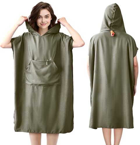 Asde Pondy Mikrofaser Badeponcho Damen & Herren, Umziehhilfe & Handtuch zugleich, Schnelltrocknendes Surfponcho, Ultraleicht & Kompakt – Ideal für Strand, Reisen, Surfen, Camping, Schwimmen & Sauna