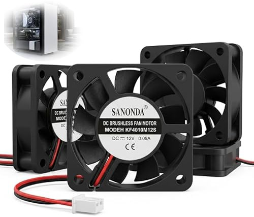 Ventilador 40mm DC 12V 4 Piezas Refrigerador Silencioso 4010 Ventilador Axial 6500 RPM con Conector de 2 Pines para Impresora 3D DVR Mini PC 40x40x10mm