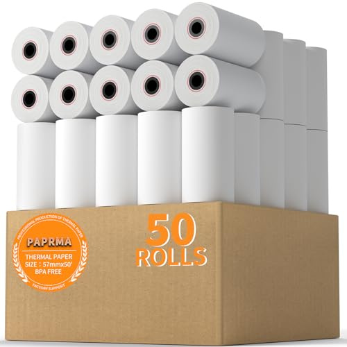 2 1/10,2 cm x50 'Thermopapier Rollen Beleg Papier (100 Rollen) 50 Rolls weiß