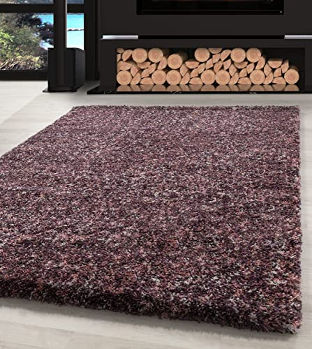 Carpettex Hochflor Teppich Wohnzimmer Shaggy Flokati Modern Meliert 80 x 250 cm - Flur Läufer Rosa, Bettvorleger Schlafzimmer Weich Flauschig Waschbar Küchenläufer