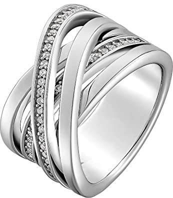 JETTE Damen-Damenring 50 Zirkonia 55, Silber 32005353