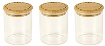 Pebbly 3ER-Set RUNDE GLASBEHÄLTER FÜR GEWÜRZE UND ZUTATEN - 180ml