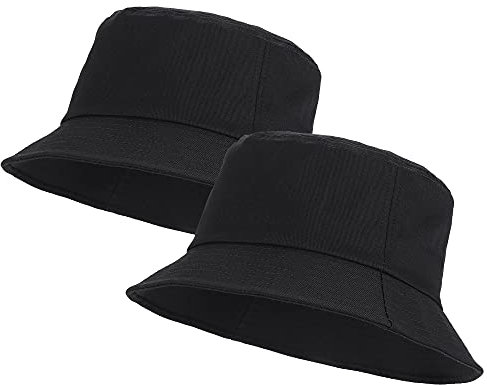 Umeepar 100% Baumwolle Fischerhut Sonnenhut Sommerhut Hut 2er-Pack for Damen Herren (DE/NL/SE/PL, Alphanumerisch, Einheitsgröße, 2er Pack Schwarz)