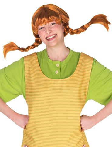 Maskworld Original Pippi Langstrumpf Perücke für Erwachsene - rote Haare mit 2 Zöpfen - Kostüm-Zubehör für Karneval, Halloween & Motto-Party
