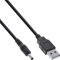 InLine Câble adaptateur d'alimentation USB DC, fiche USB A vers fiche creuse DC 3,5 x 1,35 mm, noir, 1 m 26806A