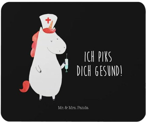 Mr. & Mrs. Panda Mouse Pad Einhorn Krankenschwester - Geschenk, Krankenpflegerin, Ärztin, Krankenhaus, pc mauspad, Mousepad, Laptop, Unicorn, Dankeschön, mousematte