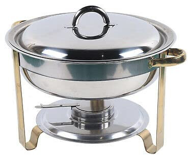 Scaldavivande rotondo da 4 l, in acciaio inox, per catering, colore oro
