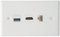 Goshyda Wandplatte, HD-Multimedia-Schnittstelle CAT6 USB 3.0, 3-Port-RJ45-Ethernet-Buchse, Wandplatte für HDTV, Kompatibel mit Cat5-, Cat5e-, Cat6-Kabeln
