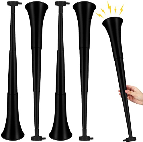 Outus Vuvuzela - Cuerno de estadio plegable de 24 pulgadas, 4 piezas, trompeta de plástico, bocina de soplado para eventos deportivos, juegos de graduación, escuela, deportes, suministros de fiesta,