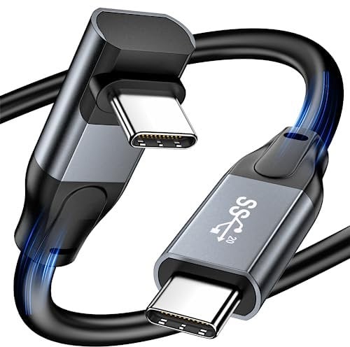 OHBUYAGN USB C to USB C Charger Cable Right Angle 100W Fast Charging, 20Gbps Data Transfer, Support 5K/4K@60Hz Video Output, Compatible for iPhone 15/15Pro/Pro Max, Samsung Galaxy S23/S22 0.5M