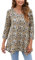 Enmain Camiseta Mujer Manga 3/4 Top Túnica Larga Cuello de Pico Blusa Elegante y Cómoda Talla Grande Tops Estampadas T Shirt para Mujeres,Leopardo,M