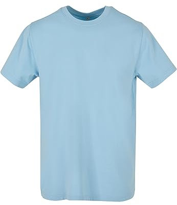 Build Your Brand Herren T-Shirt Round Neck, Männer Basic T-Shirt mit Rundhalsausschnit, Regular Fit, Baumwolle, Heavenblue, L