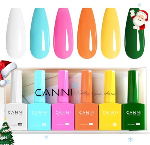 CANNI UV Nagellack 6 Farben blanc bleu violet orange jaune vert Maniküre Set Soak Off UV Nagellack Set