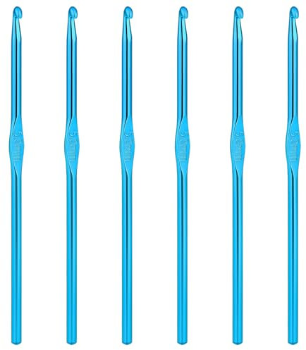 6Pcs Aluminum Crochet Hook 5mm, Knitting Needles Craft Yarn, US Size H (Size 8) Crochet Hook for DIY Craft, Gold Crochet Needles for Knitting Scarf(Blue)