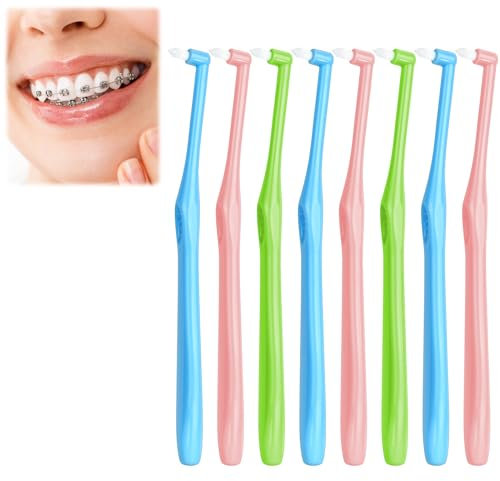 ACWOO Tuft Zahnbürste, 8 Stück Einbüschelbürste Zahnbürste Kleine Zahnbürste Getuftet Bürste Weich Büschelzahnbürste Trimm Zahnbürste Single Interdental Zwischenraum Bürste zur Detail Reinigung