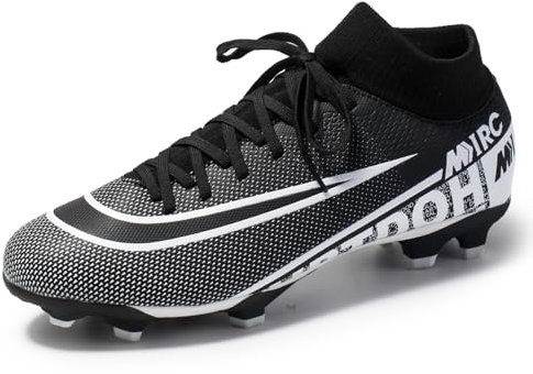 Fußballschuhe Herren High Top Spike Turf Cleats Professionelle Fussballschuhe Athletics Trainingsschuhe Outdoor Fußball Stiefel (Schwarz, Erwachsene, Herren, 42, Numerisch, EU Schuhgrößensystem, M)