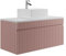 Vente-unique-Waschbeckenunterschrank hängend mit Aufsatzwaschbecken - Streifenoptik - Rosa - 100 cm - SATARA