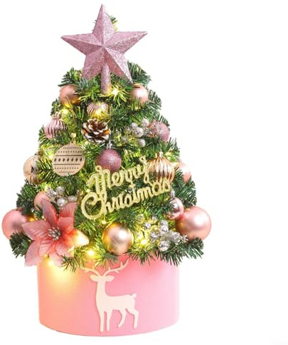 HOHOVYVY Weihnachtsbaum Klein,Mini-Weihnachtsbaum-Paket Weihnachtsdekoration Für Eine Gemütliche Festliche Note(45CM Pink)