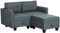HOMCOM Convertible Modular Sectional Sofa with Storage, Tufted 2 Seater Sofa Set, L Shaped Couch with Ottoman, Wood Frame for Living Room, Dark Grey