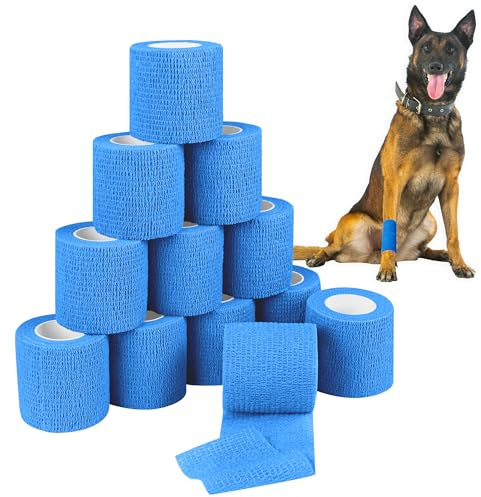 ABENA Selbstklebender Verband – Vetrap 12 Rollen, 5cm x 4,5m | Elastische Haftbandage für Hunde, Katzen & Pferde, Cohesive Pet Vet Wrap für Tierpflege & Pfotenschutz