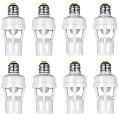 Reinscer 4X E27 Lamp Holder Adapter with PIR Motion Sensor AC100-240V LED Light Bulb Socket Converter Human Presence Detector