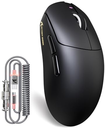 ATTACK SHARK X8Plus 55g Superlight Wireless Gaming Mouse with 40K DPI,PAW 3395PRO Sensor, Broadcom BK52820 Chip,HUANO Switch,Web Driver,Tri-Mode Fit Large Hand Mice with RGB Cable -Black