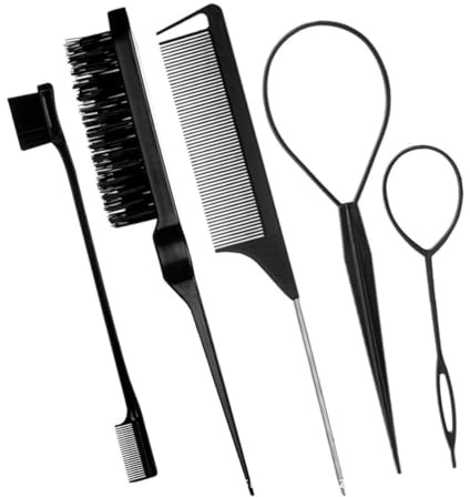 JEYORZY 5 pcs Strumento per Treccia per La Coda,Laccio Fermacapelli Accessori per Acconciature per Donne e Ragazze, Francese Twister per Capelli per Trecce Semplici ed Eleganti (Nero)