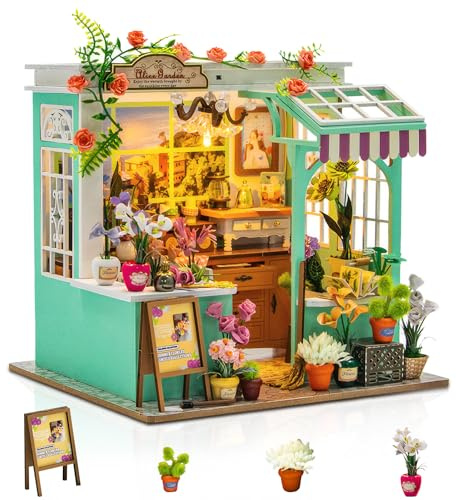 Foyucool DIY Miniatur Haus Bausatz für Erwachsene, Gartenhaus Cottage | Mit LED-Beleuchtung & Miniatur-Möbeln, Gemütliches Deko-Bastelset, Einzigartiges Geschenk zu Weihnachten & Geburtstagen