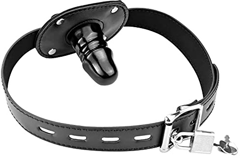 SXOVO Lockable Dildo Gag Bocca Gag Nero Fetish Bondage Pene Gag Restraint (Corto 5 cm)