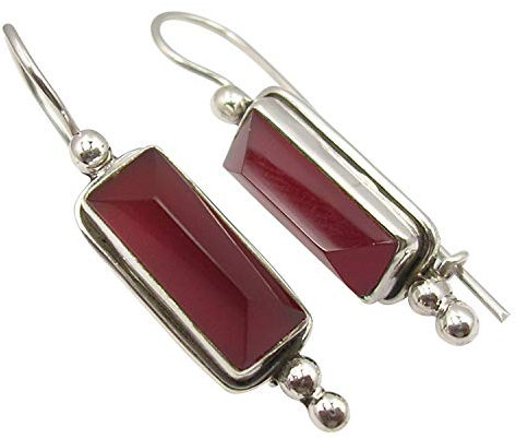 SilverStarJewel Natürliche Karneol Ohrringe 3,8 cm Sterling Silber handgemachtes Geschenk Frühlingsferien In Silber