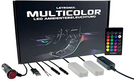 LETRONIX RGB LED Fußraumbeleuchtung Ambientebeleuchtung mit Bluetooth App Steuerung Innenraumbeleuchtung (Fußraumbeleuchtung 2 Module)