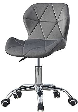 TUKAILAi Grey Office Desk Chair Velvet Padded Computer Swivel Chairs with Height Adjustable Support and Swivel Home Office Chair for Work Study