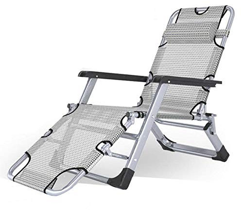 Folding Sun Lounger, Folding Deck Chair Beach Deck Chair, Beach Garden Camping Bed Chair, Comfortable Sofa-White Tesling with Cotton Pad Interesting Life