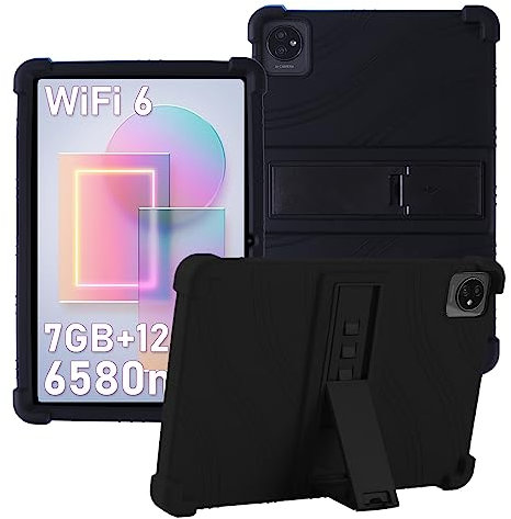 ATOOZ for TABWEE T80 Tablet Case,Soft Silicone Blackview Tab 30 Wifi/70 Wifi Case 2024,Blackview Tab 7 Wifi/Tab 8 Wifi Tablet Case 10.1 Inch,OSCAL Pad70/Pad60 Case for Kids with Bracket (Black)