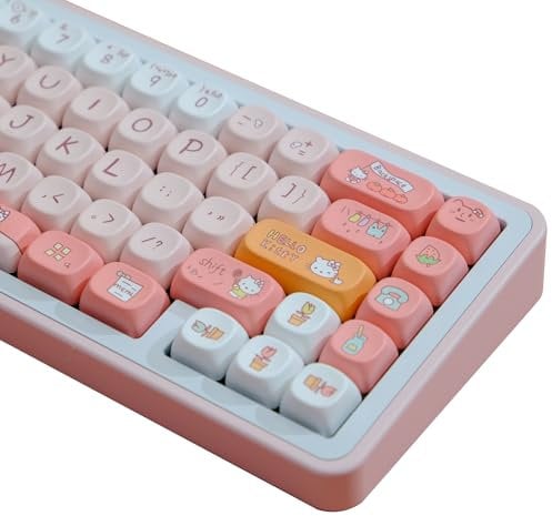 ZXMICYFA MOA Keycaps, 125 Keys Dye Sublimated PBT Keycap Set with Cute Customized Keycaps for ASIN Layout Cherry Gateron MX Switch Mechanical Keyboards