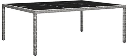 ULUYYUC Campingtisch Partytisch Klapptisch CafetischGarten-Esstisch Grau 200x150x74 cm Poly Rattangeeignet für Balkone, Terrassen und Laubengänge