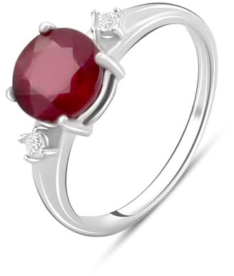 GS PROJEWELRY Ring aus 925er Sterlingsilber, roter natürlicher Rubin; Steingewicht [ct]: 2,6 Karat, Gewicht 2,87 gr., rhodiniert, Stein, Rubin