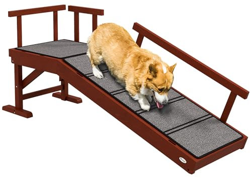 PawHut rampa para Perros rampa para Mascotas con barandillas extraíbles, Antideslizante rampa de Arranque, Ayuda de embarque de Perro para Mascotas de hasta 30 kg, 125 x 40 x 56 cm, Gris
