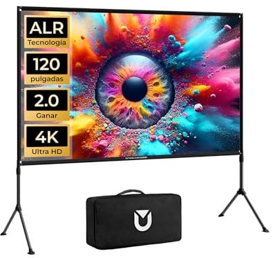 ULTIMEA Ecran de Projection E-ALR avec Support, 80% ALR 2.0 Gain, pour extérieur et cinéma à Domicile, écran argenté Portable 120, écran 4K Full HD, Photon 100