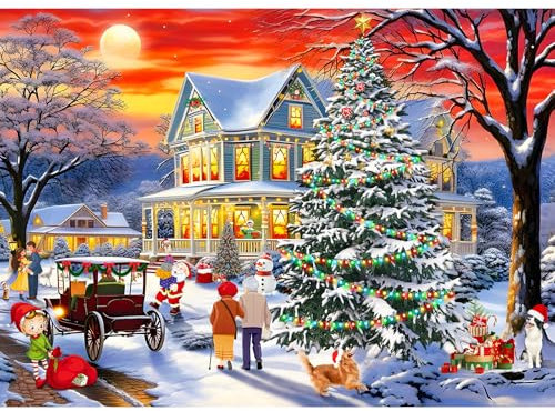 HUADADA 1000-Teile Puzzle für Erwachsene - Impossible Puzzle mit Frohe Weihnachtsabend-Motiv