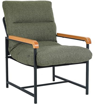 Mingone Sessel mit Armlehnen, weich gepolsterter Sessel, weich gepolsterter Cocktailstuhl, Einzelsofa Stuhl, geeignet für Schlafzimmer, Büros und Freizeit(grün)
