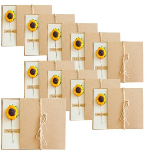 TONGIHS 10 Pzs Tarjetas de felicitación de flores secas,para Bodas,Brown