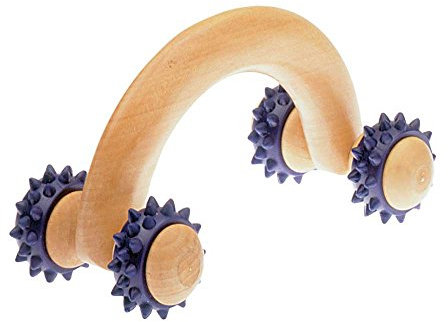 WILLY BEHREND 1x Körperroller Auto, Massageroller mit 4 Noppenrollen, Holz, 15x7,5 cm