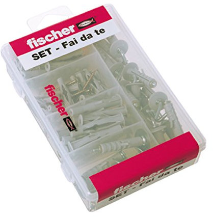 Fischer Set Kit Fai da Te Tasselli da Muro ad Espansione Sb ed Fu per Muro Pieno e Mattone Forato, 503171