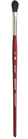 Princeton Velvetouch Artiste, Mixed-Media Brush for Acrylic, Watercolor & Oil, Series 3950 Oval Mop Luxury Synthetic, Size 1/4