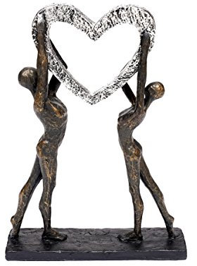 Brillibrum Design Kunst Skulptur Herz Kunststein Abstrakte Moderne Kunst-Figur Wohnzimmer Bronze Dekofigur der Freundschaft & Liebe aus Polystone Lieb