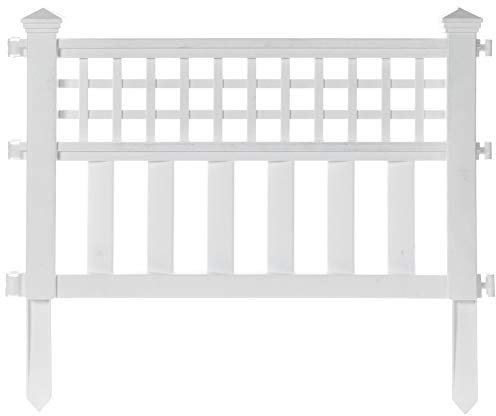 Gardenised QI003741.WL Gartentor Terrasse Lattenzaun Beetumrandung Weiß Vinyl Einfassung