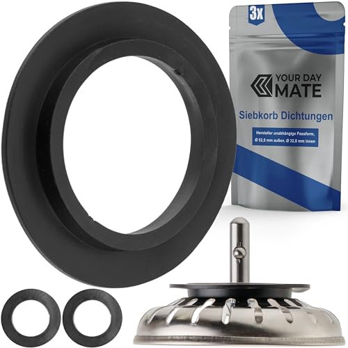 Guarnizione in gomma per filtri a cestello, 3 pz, Ø esterno 52 mm, Ø interno 39 mm, spessore 5 mm, ricambio per tappi a cestello Ø 84 mm, Guarnizione di ricambio, Accessori per lavelli, rubber seal