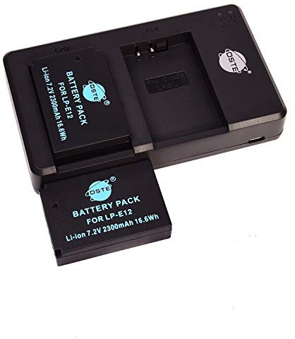 LP-E12 (2 Stück) Wiederaufladbarer Akku Ersatzakku und Dual Ladegerät Kompatibel mit Canon EOS M,M2,M10,100D,Rebel SL1,Kiss X7,M100,M200(M200 Specs) usw